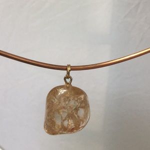 Czech Golden Crackle Glass Pendant